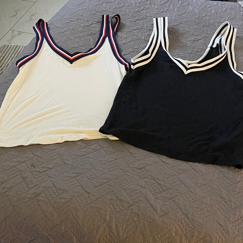 Bundle Black Tank Top with White Straps white top with orange and blue straps